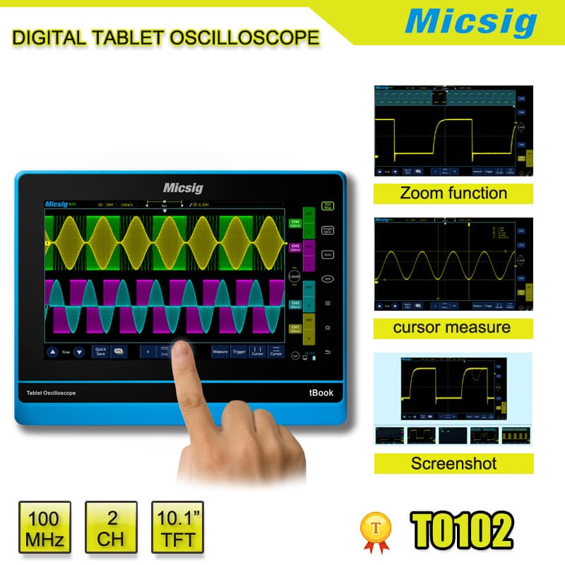 100MHz 2 channels digital tablet portable oscilloscope